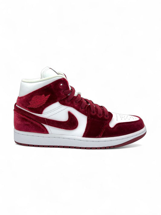 Air Jordan 1 Mid 'White/Team Red-White Velvet'
